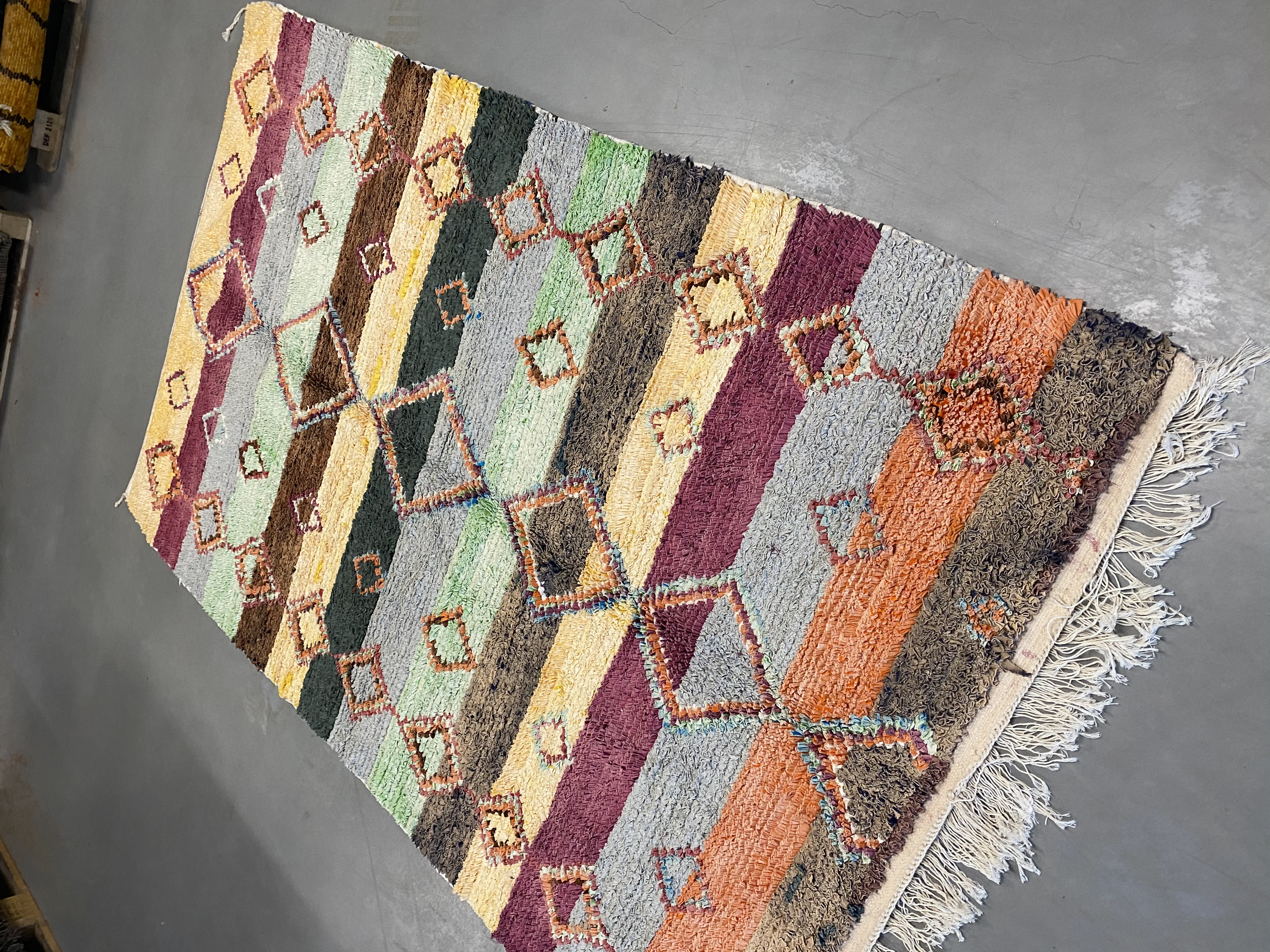 Boucherouite Rag Rug 237 x 145 - Moroccan Beni Ouarain rug