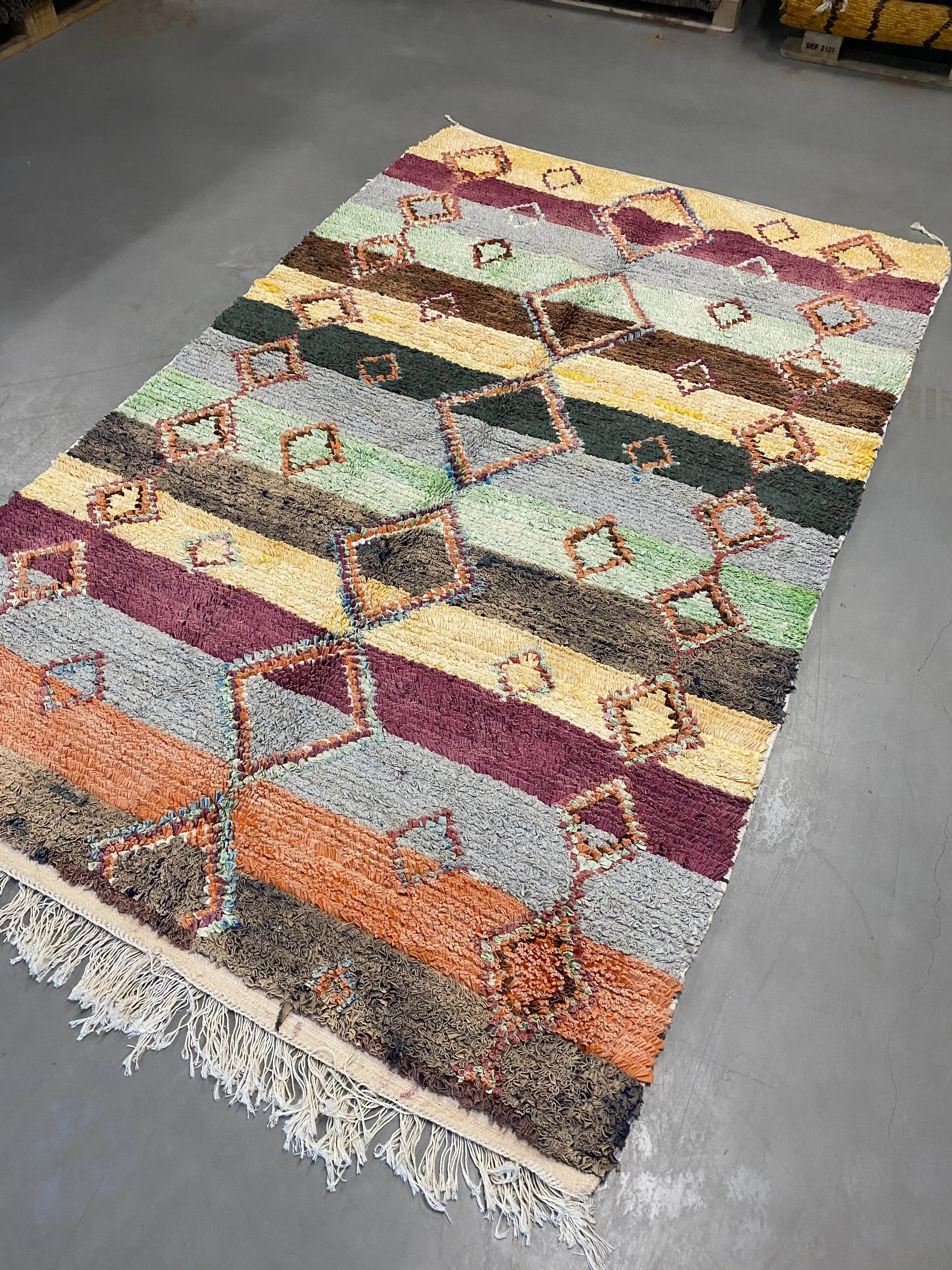 Boucherouite Rag Rug 237 x 145 - Moroccan Beni Ouarain rug