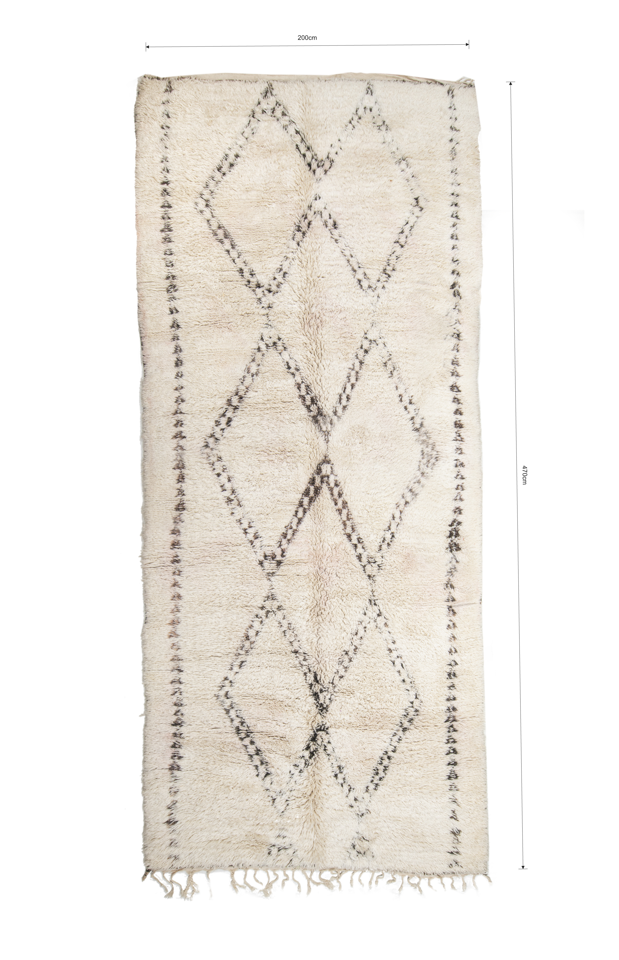 Vintage Beni Ouarain Rug 470 x 200 - Moroccan Beni Ouarain rug