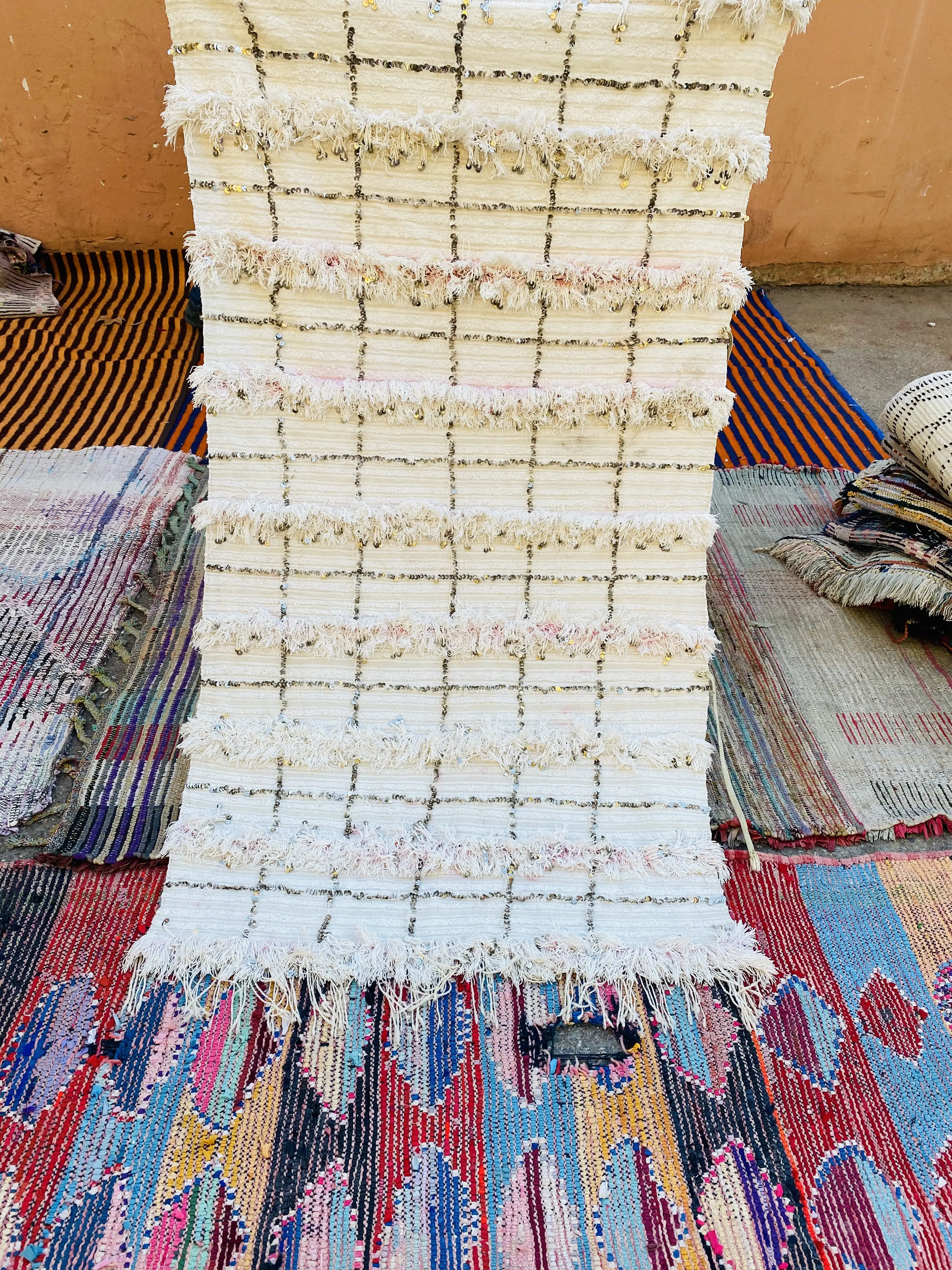 Vintage Handira 185 x 100 - Moroccan Beni Ouarain rug