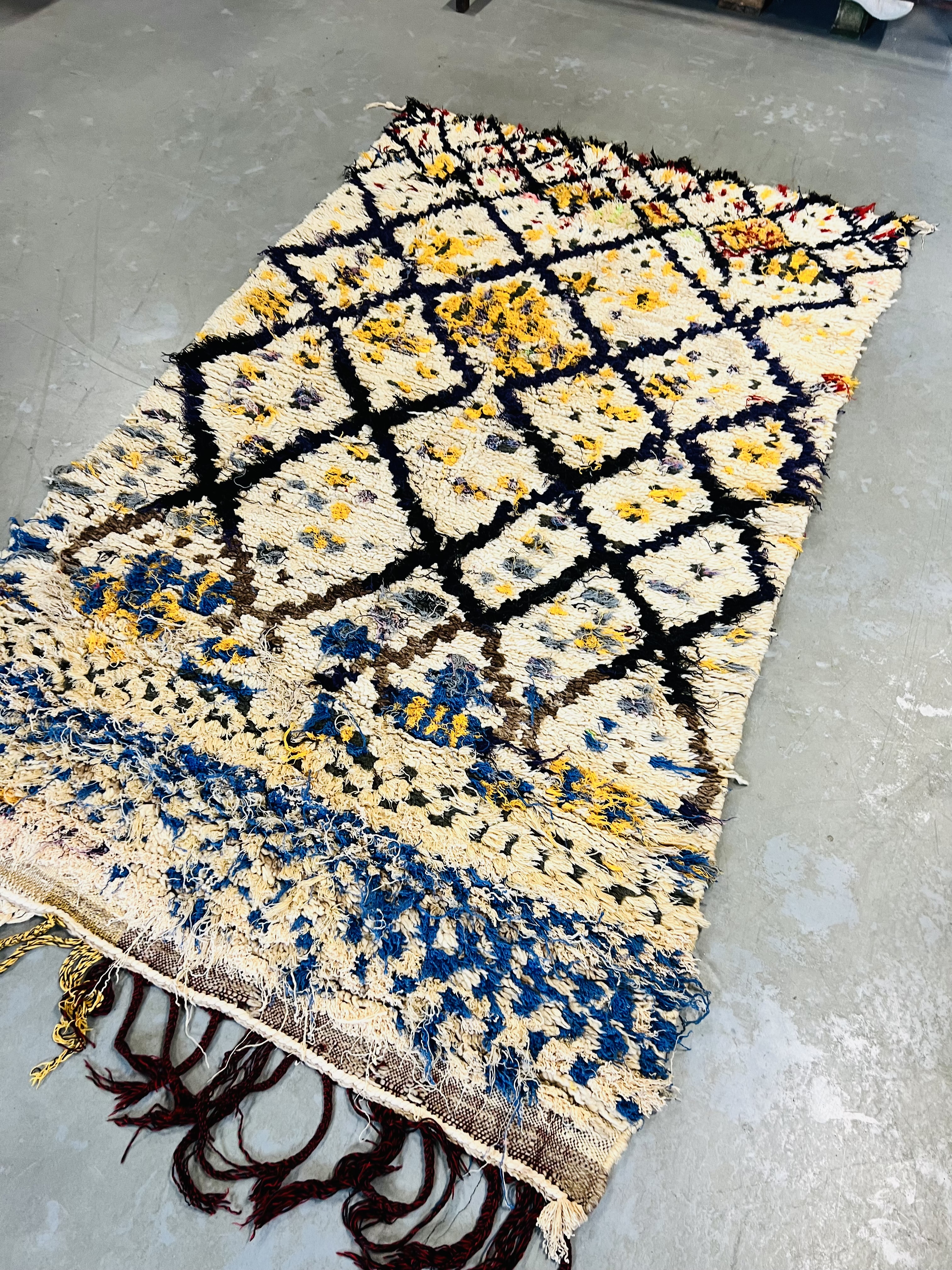Boucherouite Rag Rug 231 x 129 - Moroccan Beni Ouarain rug