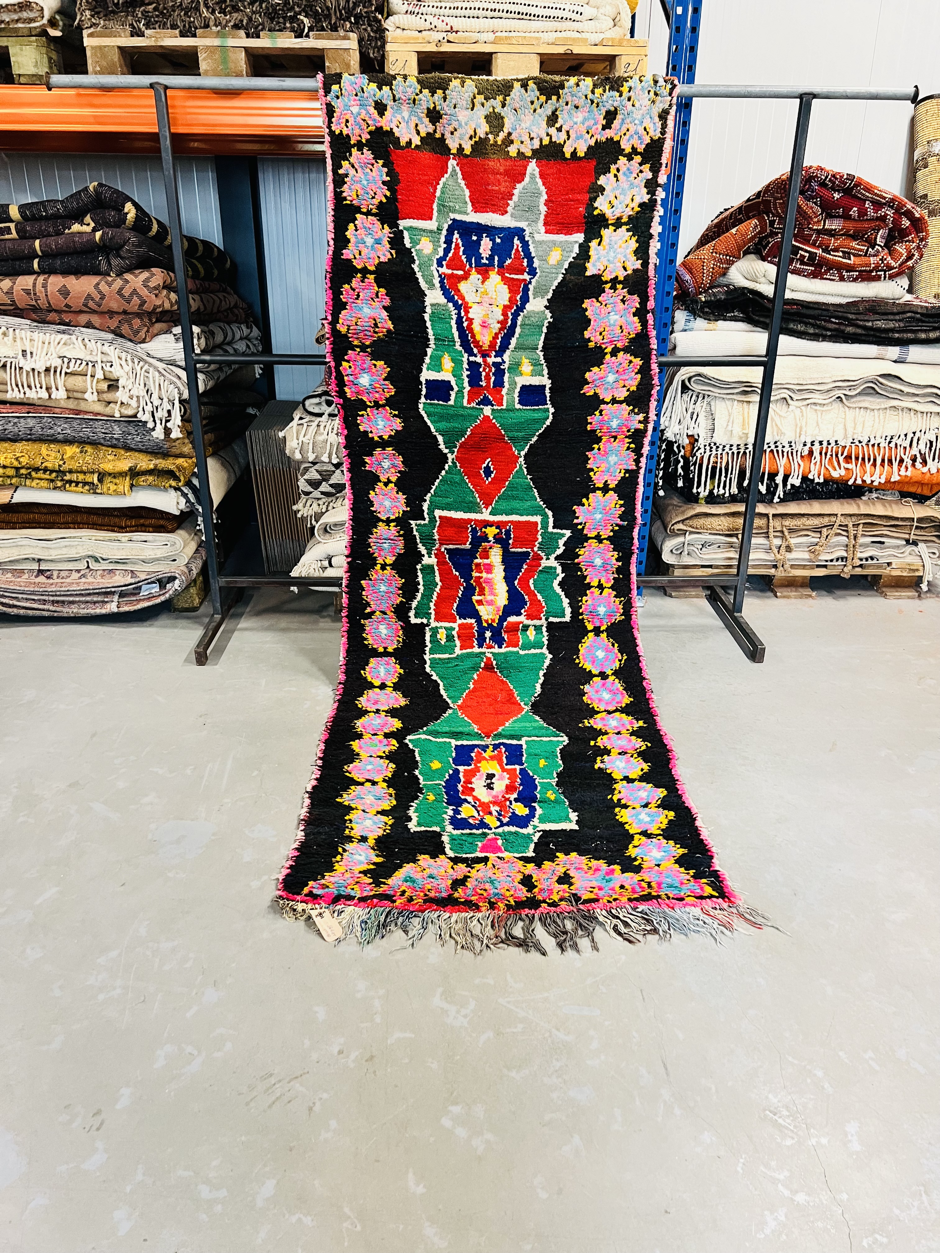 Boucherouite Rag Rug 287 x 95 - Moroccan Beni Ouarain rug